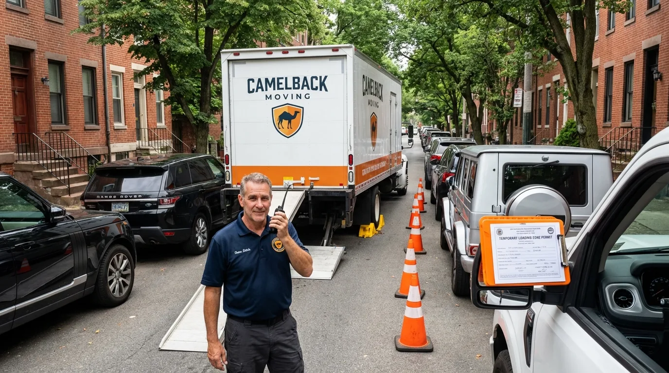 City street loading permit setup in Locust Valley, NY